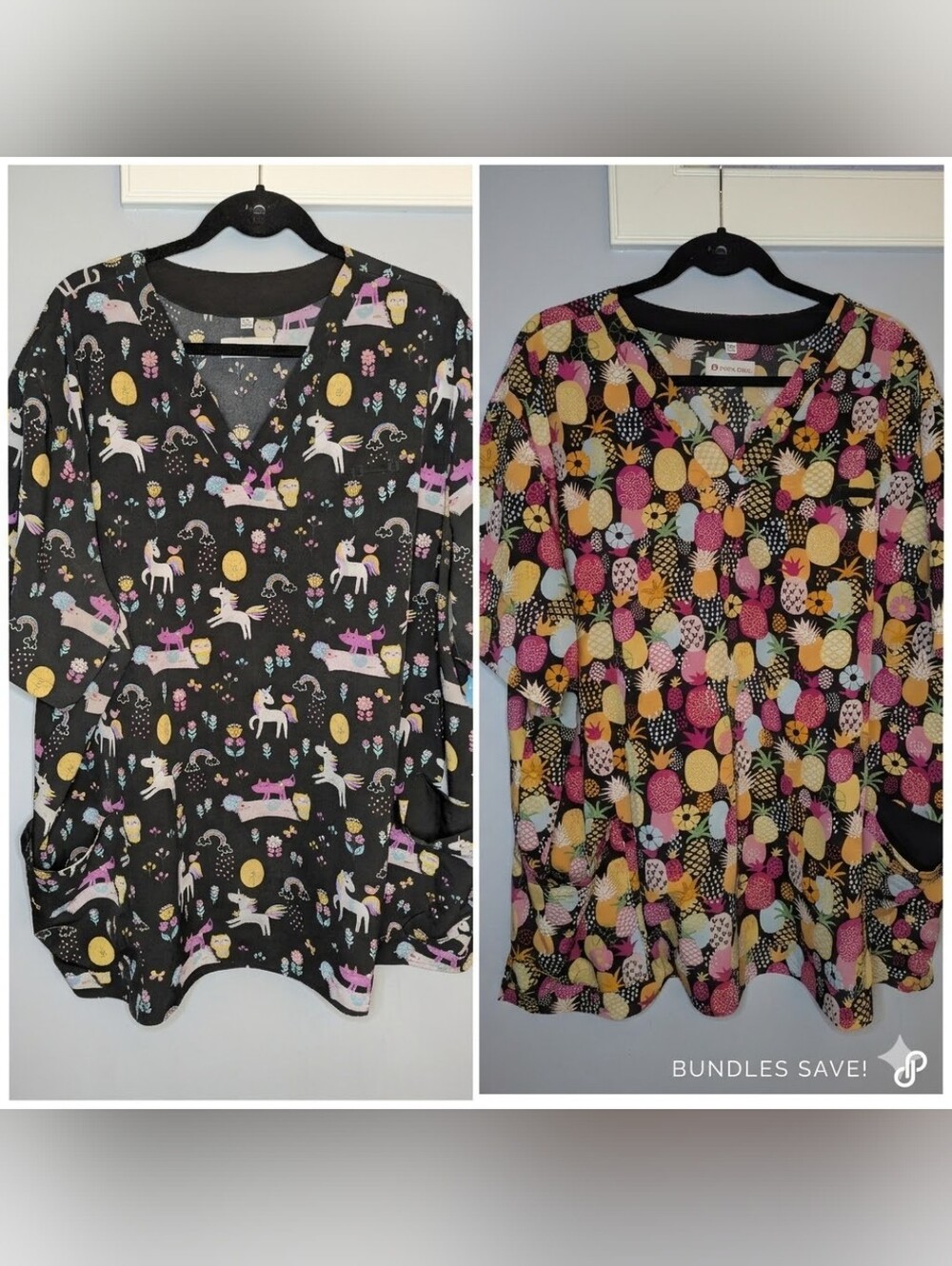 2 Plus Sized White Cross Women's Plus Scrub Tops - 3xl